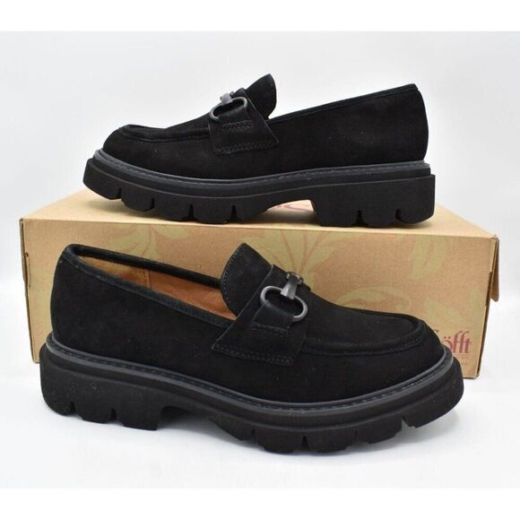 Sofft Womens Size 7 Satara Black Suede Slip On Loafers Shoes - Picture 3 of 11